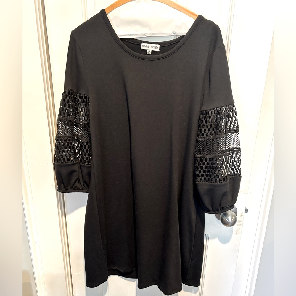 Thyme & Honey Black Arm Cutout Mini Dress | Anthropologie Style | M